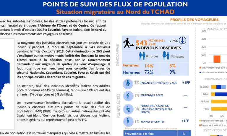 Chad - Dashboard Tracking Points Of Population Flow 19 (October 2018) [French]